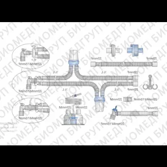 Контур дыхательный для ИВЛ гофрированный ?22 мм 160 см  Mederen