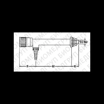 110122 Кран лабораторный д/воды угловой д/установки в стену/стеллаж угол 90 градусов, длина выпуска 150мм