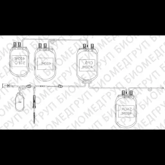 Контейнер для крови счетверенный 450/400/400/400 мл, ЦФД/САГМ, с адаптером для взятия образцов крови, с протектором иглы и контейнером для образцов крови, конфигурация ВерхНиз