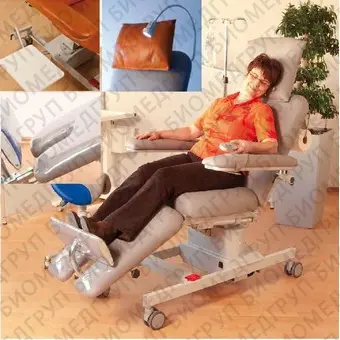 Кресло терапевтическое BIONIC, вариант исполнения: UniversalLine с навесным столиком, ручкой и лампой, защитным покрытием для ножного сегмента кресла