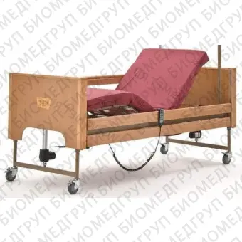 Кровать медицинская функциональная в текстильном чехле, цвет бордовый